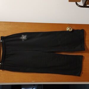 Ladies Fleece Lined Wide Legs Sweatpants With  Side Pockets Size Large